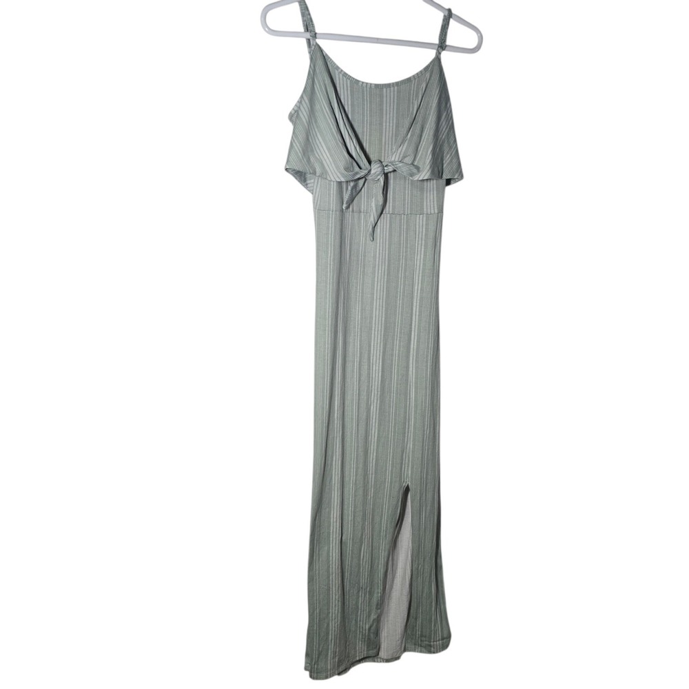 Derek Heart Sage Green Striped Tie Front Cutout Maxi Dress‎ Womens XL cottage
